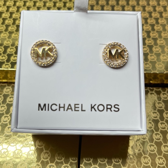 Michael Kors Gold diamond earrings . - Picture 3 of 4